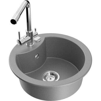 235482 mexen diego 1 komorovy granitovy drez 488x488x167 mm chromova bateria duero seda 6512 71 671600 00