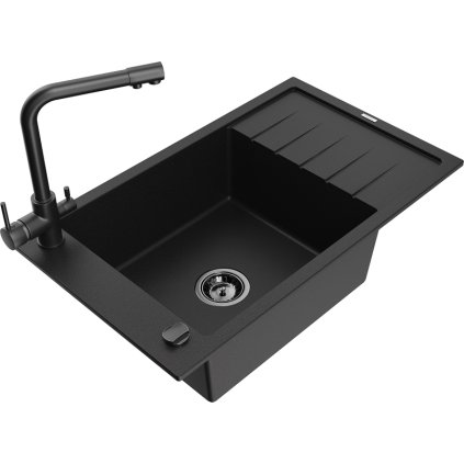 235449 3 mexen elias 1 komorovy granitovy drez s odkvapkavacom 795x480x200 mm a cierna bateria duero cierna 6511 77 671600 70 b