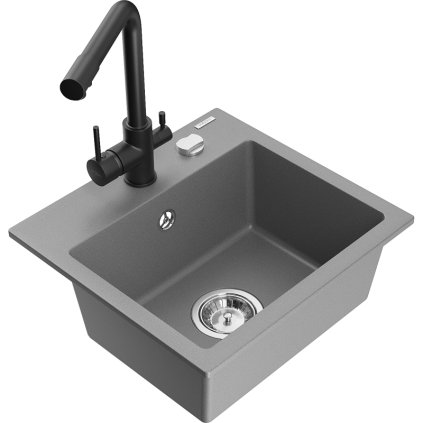 234990 mexen milo granitovy drez 435x410x171 mm 1 komorovy a cierna bateria duero seda 6505 71 671600 70