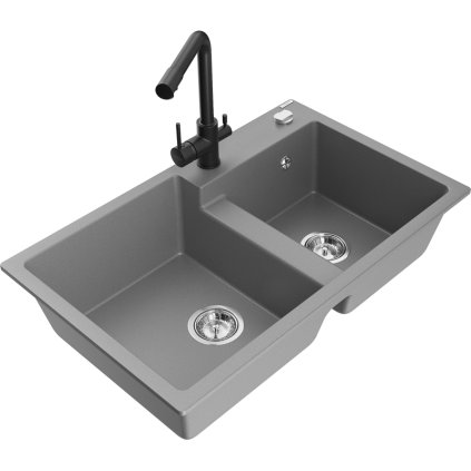 235869 mexen tomas granitovy drez 800x500x190 mm 2 komorovy a cierna bateria duero seda 6516 71 671600 70