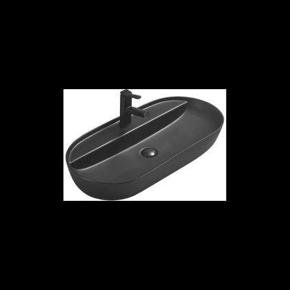 Mexen Adel, umyvadlo na desku 80 x 40 cm, černá matná, 22168085