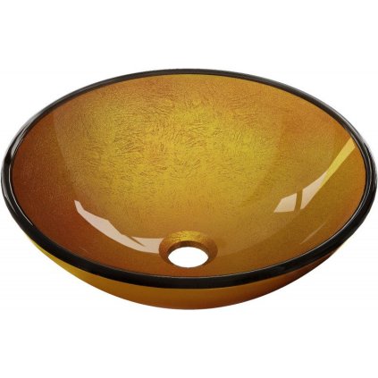 Mexen Mira, skleněné umyvadlo na desku 42 x 42 x 14,5 cm, zlatá, 24124250