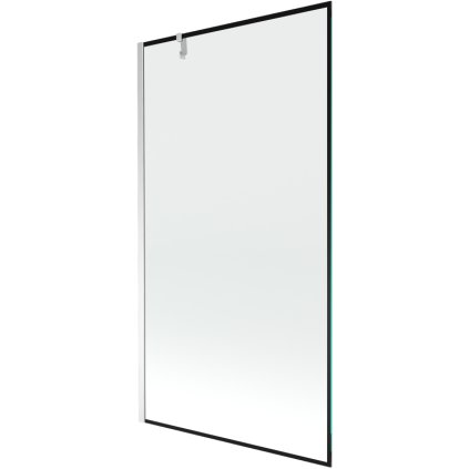 Mexen Next, vanová zástěna 1-křídlová 100 x 150 cm, fixní křídlo, 6 mm čiré sklo s černým vzorem, chromový profil, 895-100-000-00-70-01