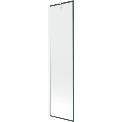 Mexen Next, vanová zástěna 1-křídlová 50 x 150 cm, fixní křídlo, 6 mm čiré sklo s černým vzorem, bílý profil, 895-050-000-00-70-20