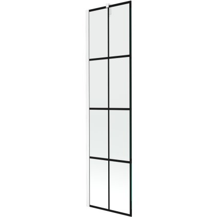 Mexen Next, vanová zástěna 1-křídlová 50 x 150 cm, fixní křídlo, 6 mm čiré sklo s černým vzorem, bílý profil, 895-050-000-00-77-20