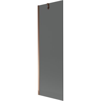 Mexen Next, vanová zástěna 1-křídlová 60 x 150 cm, fixní křídlo, 6 mm šedé sklo, růžové zlato profil, 895-060-000-00-40-60