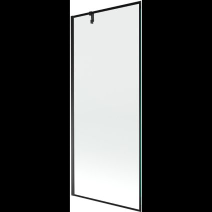 Mexen Next, vanová zástěna 1-křídlová 80 x 150 cm, fixní křídlo, 6 mm čiré sklo s černým vzorem, černý profil, 895-080-000-00-70-70