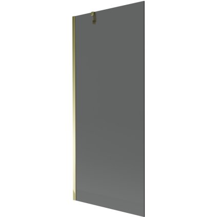Mexen Next, vanová zástěna 1-křídlová 80 x 150 cm, fixní křídlo, 6 mm šedé sklo, zlatý profil, 895-080-000-00-40-50