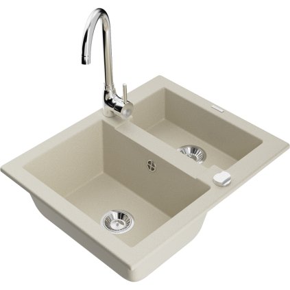 236421 mexen carlos granitovy drez 582x475x177 mm 1 5 komorovy a drezova bateria telma bezova 6518 69 670200 00
