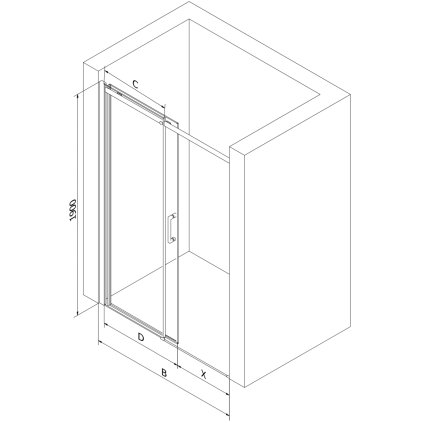 58495 mexen omega posuvne sprchove dvere do otvoru 100 cm cierna transparentna 825 100 000 70 00