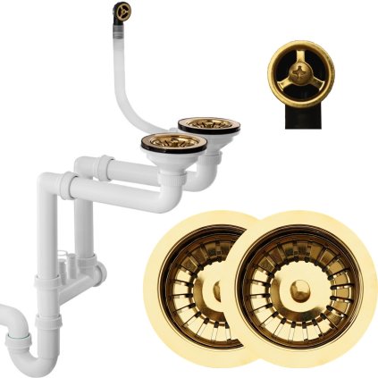 215871 sink quality 2 komorovy manualny sifon pre granitove drezy zlata leskla skq 1m22gd