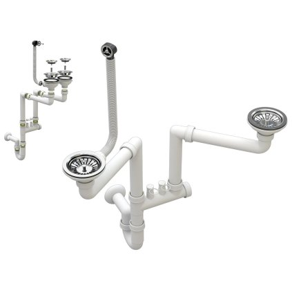 215799 sink quality 2 komorovy manualny sifon pre granitove drezy chromova skq 1m22ch