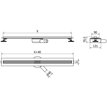 58633 mexen flat nerezovy sprchovy zlab s rotacnym 360 sifonom 100 cm vzor slim zlata 1541100