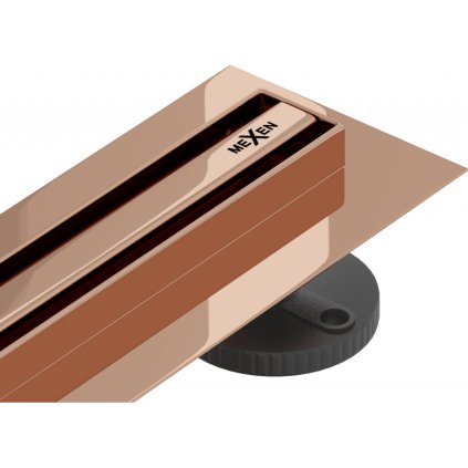 Mexen Flat nerezový sprchový žlab s rotačním 360° sifonem 60 cm, vzor SLIM, růžovo-zlatá, 1641060