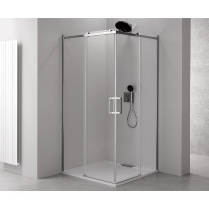 Sapho, THRON LINE ROUND obdélníkový sprchový kout 900x800mm, kulaté pojezdy, rohový vstup