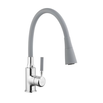Invena Pogo, vysoká dřezová baterie 2-funkční, šedá-chromová, INV-BZ-80-L05-L