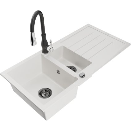 242031 mexen andres 1 5 komorovy granitovy drez 1000x500x200 mm a drezova bateria savita biela 6515 20 672601 70