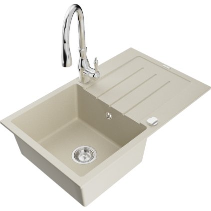 241827 mexen bruno 1 komorovy granitovy drez 795x495x200 mm a drezova bateria savita bezova 6513 69 672601 00