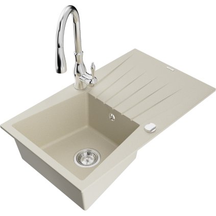241938 mexen cesar 1 komorovy granitovy drez 775x470x190 mm a drezova bateria savita bezova 6514 69 672601 00