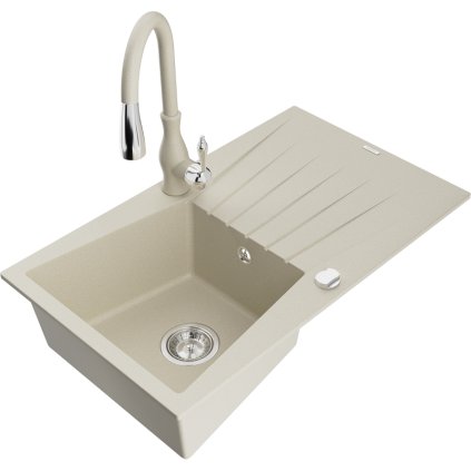 241941 3 mexen cesar 1 komorovy granitovy drez 775x470x190 mm a drezova bateria savita bezova 6514 69 672601 69