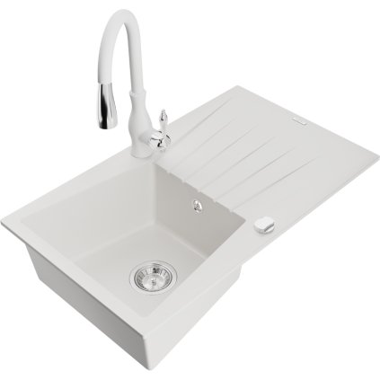 241929 mexen cesar 1 komorovy granitovy drez 775x470x190 mm a drezova bateria savita biela 6514 20 672601 20