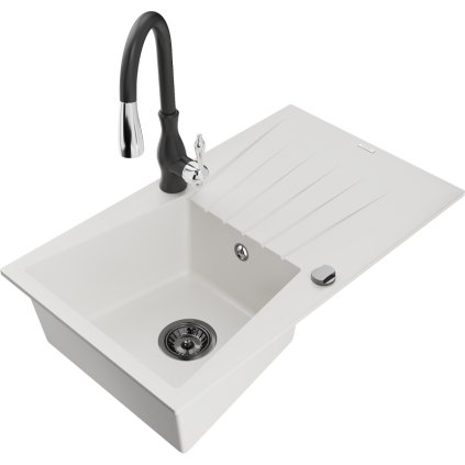 241935 mexen cesar 1 komorovy granitovy drez 775x470x190 mm a drezova bateria savita biela 6514 20 672601 70