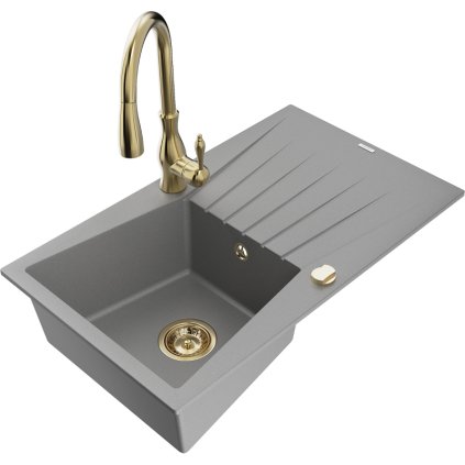 241953 mexen cesar 1 komorovy granitovy drez 775x470x190 mm a drezova bateria savita seda 6514 71 672601 50