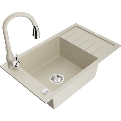 240618 mexen elias 1 komorovy granitovy drez 795x480x200 mm a drezova bateria savita bezova 6511 69 672601 69