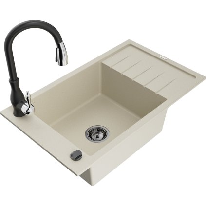 240624 mexen elias 1 komorovy granitovy drez 795x480x200 mm a drezova bateria savita bezova 6511 69 672601 70