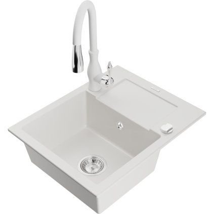 242352 mexen enzo 1 komorovy granitovy drez 576x465x174 mm a drezova bateria savita biela 6506 20 672601 20