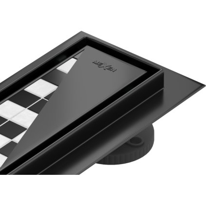Mexen Flat 360°, nerezový sprchový žlab vzor M13 2v1 pro vložení dlažby 80 cm, černá matná, 1710080-40