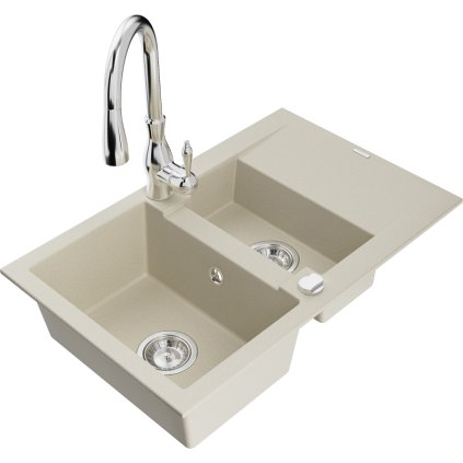242457 mexen gaspar 1 5 komorovy granitovy drez 737x475x177 mm a drezova bateria savita bezova 6507 69 672601 00
