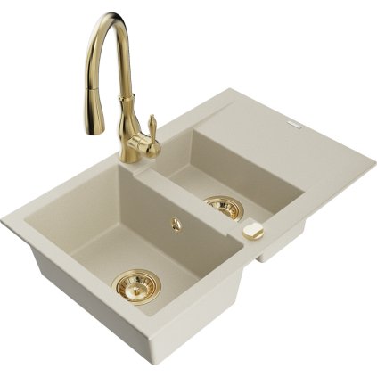 242463 mexen gaspar 1 5 komorovy granitovy drez 737x475x177 mm a drezova bateria savita bezova 6507 69 672601 50