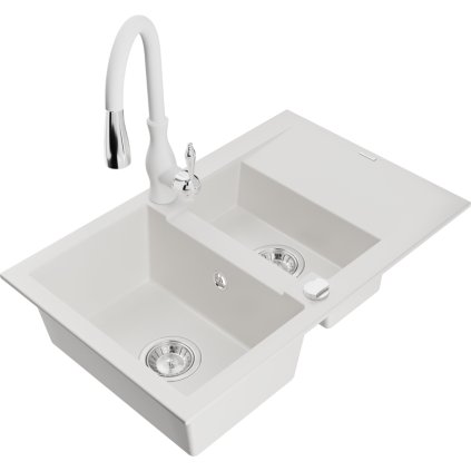 242448 mexen gaspar 1 5 komorovy granitovy drez 737x475x177 mm a drezova bateria savita biela 6507 20 672601 20