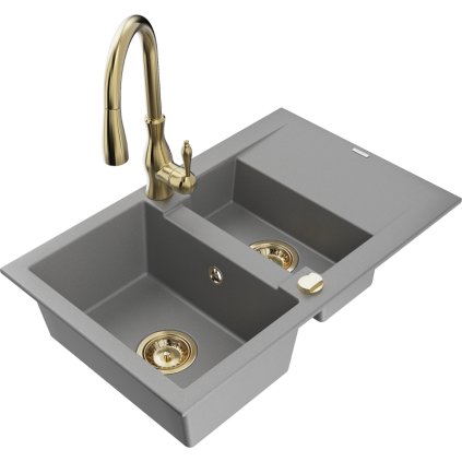 242472 3 mexen gaspar 1 5 komorovy granitovy drez 737x475x177 mm a drezova bateria savita seda 6507 71 672601 50