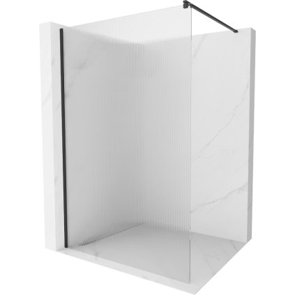 Mexen Kioto, sprchová zástěna 100 x 200 cm, 8mm sklo s žebrovým vzorem, černý profil, 800-100-101-70-09