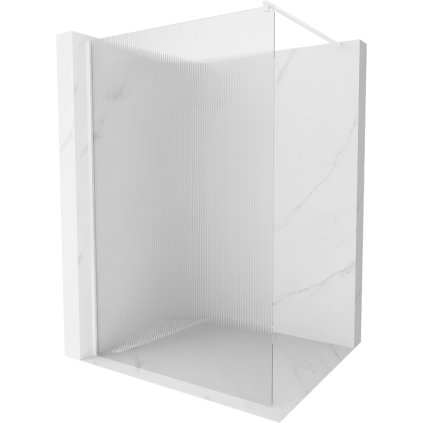 Mexen Kioto, sprchová zástěna 90 x 200 cm, 8mm sklo s žebrovým vzorem, bílý profil, 800-090-101-20-09