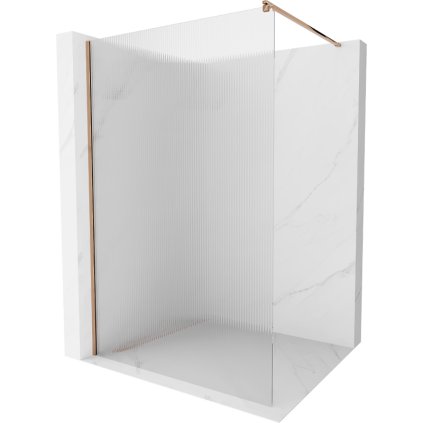 Mexen Kioto, sprchová zástěna 90 x 200 cm, 8mm sklo s žebrovým vzorem, růžové zlato profil, 800-090-101-60-09