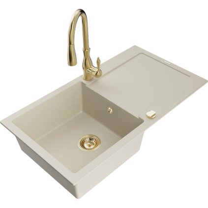 239583 mexen leo 1 komorovy granitovy drez 900x500x190 mm a drezova bateria savita bezova 6501 69 672601 50