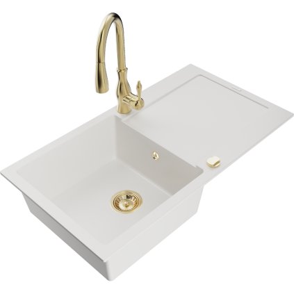 239571 3 mexen leo 1 komorovy granitovy drez 900x500x190 mm a drezova bateria savita biela 6501 20 672601 50