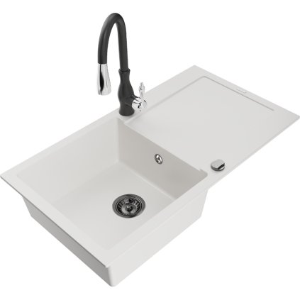 239574 3 mexen leo 1 komorovy granitovy drez 900x500x190 mm a drezova bateria savita biela 6501 20 672601 70