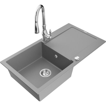 239589 3 mexen leo 1 komorovy granitovy drez 900x500x190 mm a drezova bateria savita seda 6501 71 672601 00