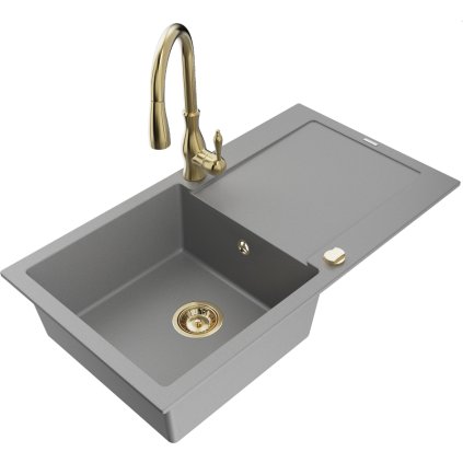 239592 mexen leo 1 komorovy granitovy drez 900x500x190 mm a drezova bateria savita seda 6501 71 672601 50