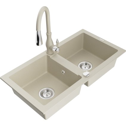 240522 mexen mario 2 komorovy granitovy drez 820x436x161 mm a drezova bateria savita bezova 6504 69 672601 69