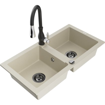 240528 mexen mario 2 komorovy granitovy drez 820x436x161 mm a drezova bateria savita bezova 6504 69 672601 70