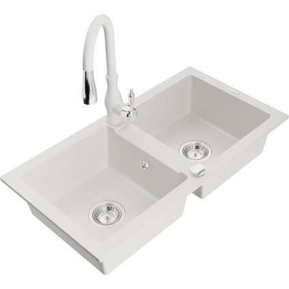 240510 mexen mario 2 komorovy granitovy drez 820x436x161 mm a drezova bateria savita biela 6504 20 672601 20