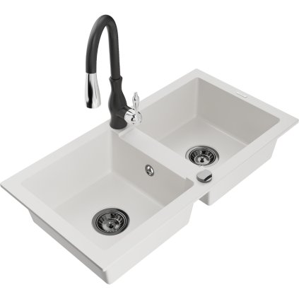 240516 mexen mario 2 komorovy granitovy drez 820x436x161 mm a drezova bateria savita biela 6504 20 672601 70
