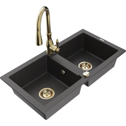 240576 mexen mario 2 komorovy granitovy drez 820x436x161 mm a drezova bateria savita cierna skvrtnita 6504 76 672601 50