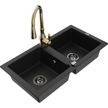 240594 mexen mario 2 komorovy granitovy drez 820x436x161 mm a drezova bateria savita cierna 6504 77 672601 50 b