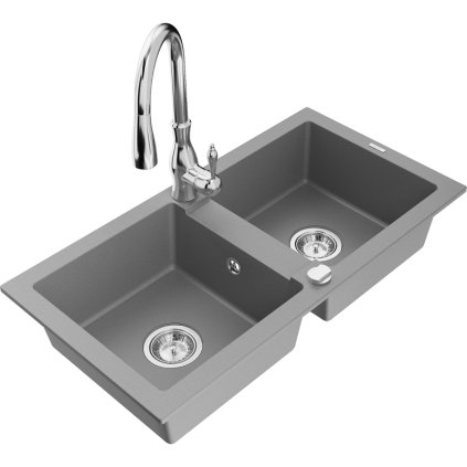 240531 mexen mario 2 komorovy granitovy drez 820x436x161 mm a drezova bateria savita seda 6504 71 672601 00